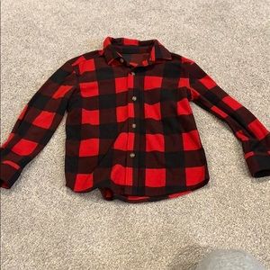 Button down fleece red plaid shirt
